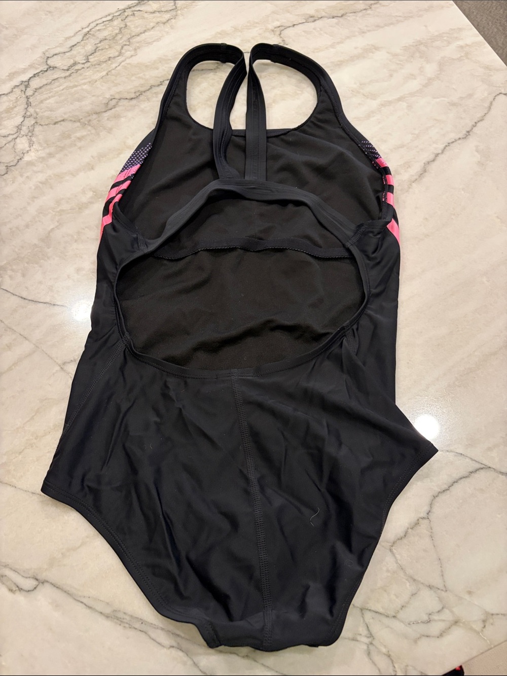 adidas Black One-Piece Swimsuit with Pink and Purple Accents SZ 8/ S - Picture 5 of 6